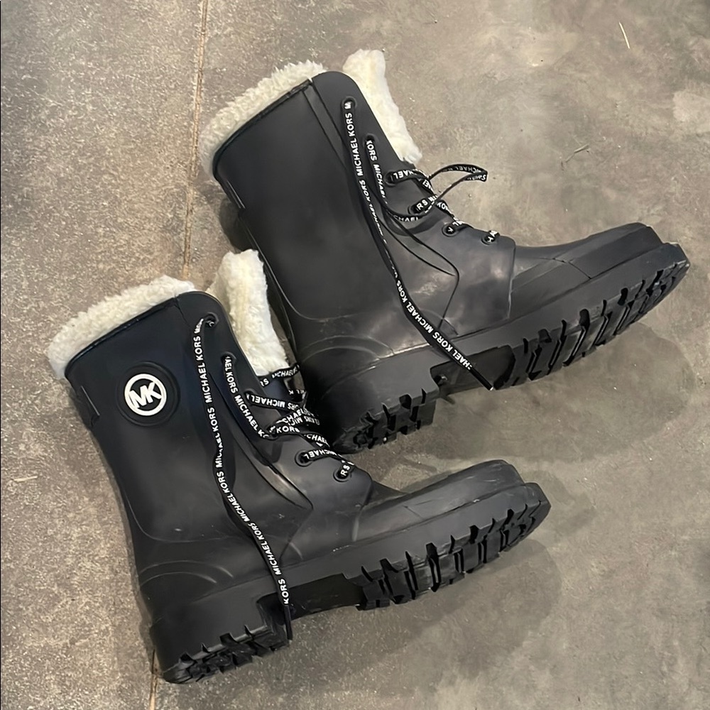 Michael Kors Black Winter Rain Boots with Fleece Lining